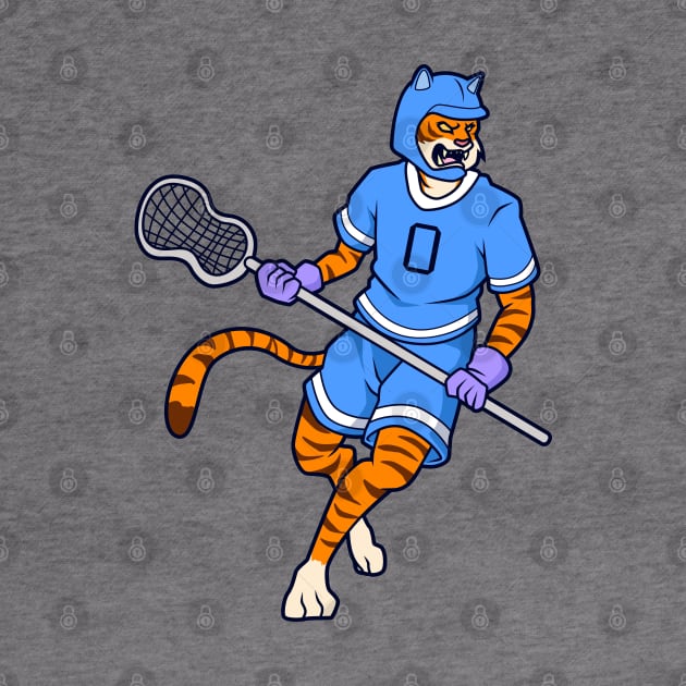 Cartoon Tiger playing Lacrosse by Modern Medieval Design